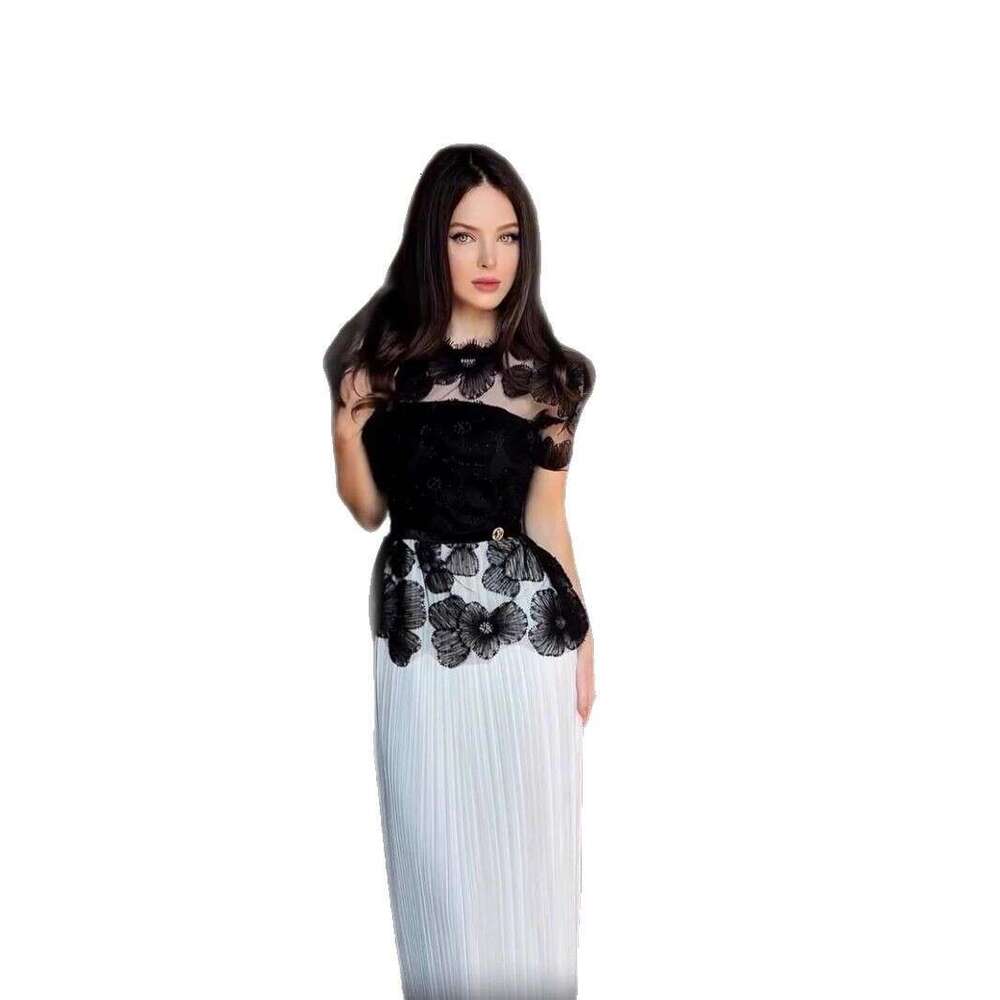 White Skirt Maxi Skirt Spring New Fashion Casual Cute Lace Floral Strap Dress Long Skirt