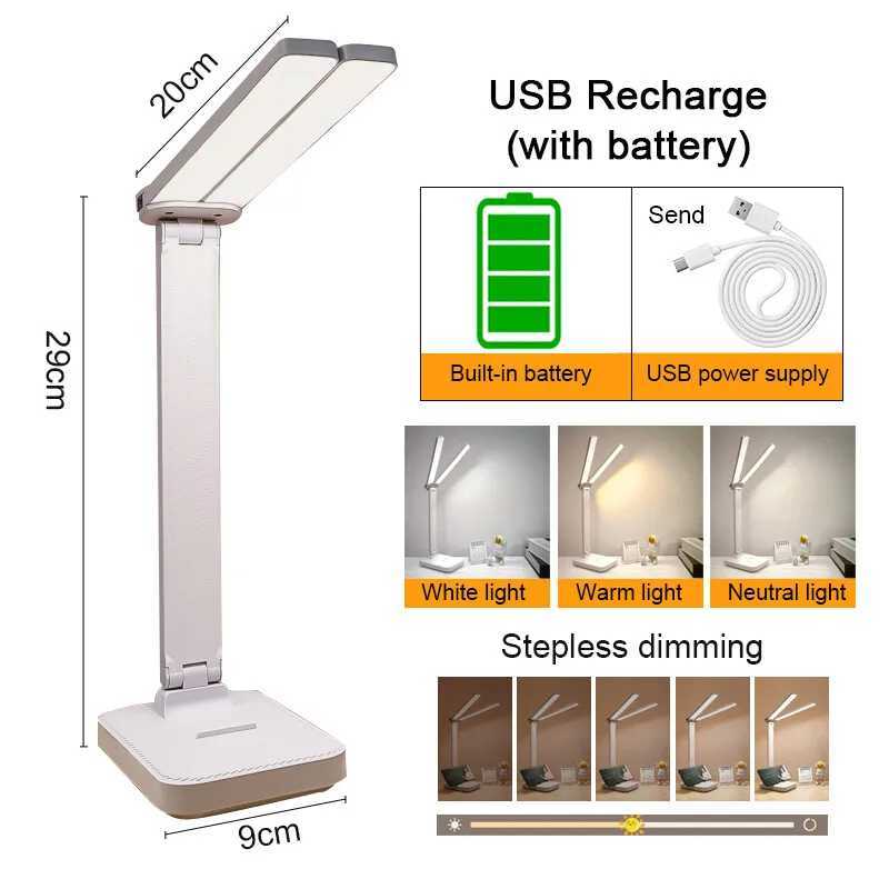 3-Level Dimmable Touch Night Light USB Rechargeable Eye Protection Foldable Table Lamp for Bedroom Bedside Desk XJ250703