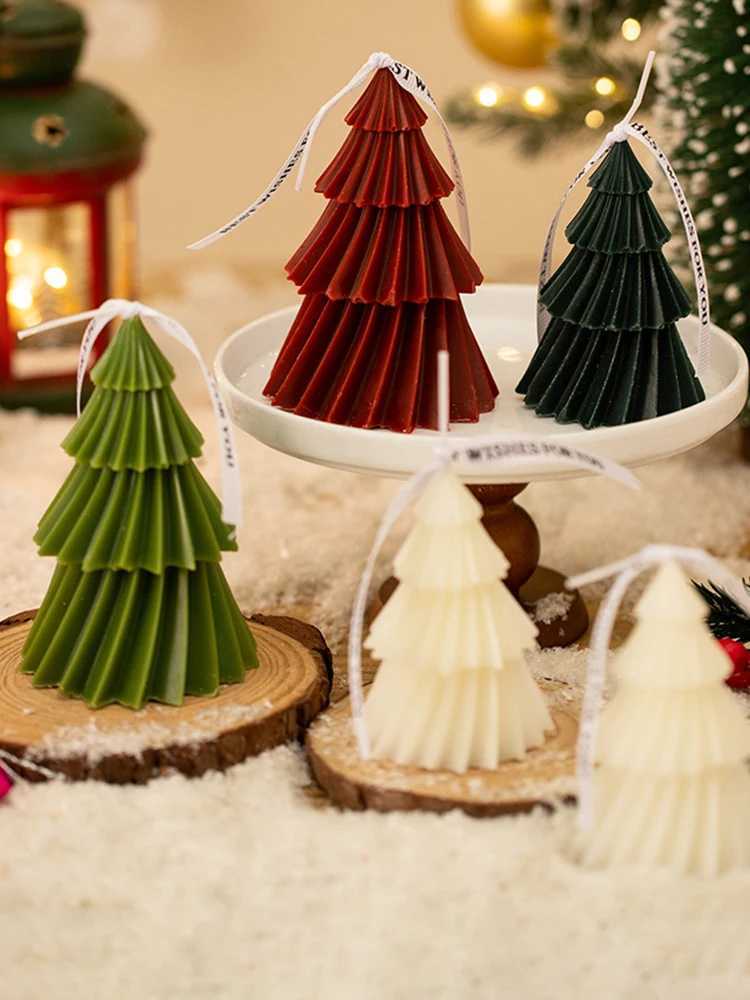 3D Scented Candles Mold Christmas Tree Silicone Candle Geometric Pine Silicone Candle DIY Aromatherapy Candle Soap Making Tools Craft W250704