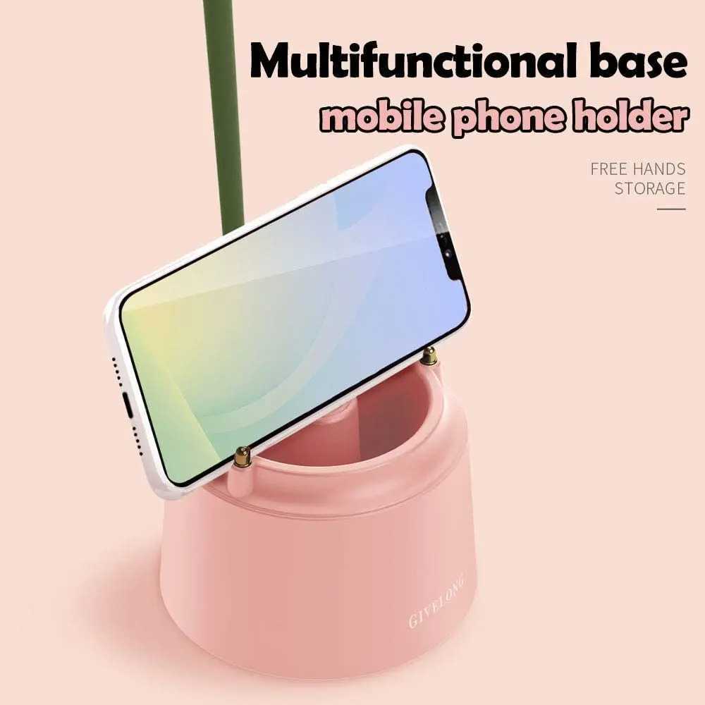 ute Desk Lamp Rechargeable LED Night Light Table Lamp for Bedroom Flowers Reading Light with Pen Holder with Color Modes Dimming XJ250703