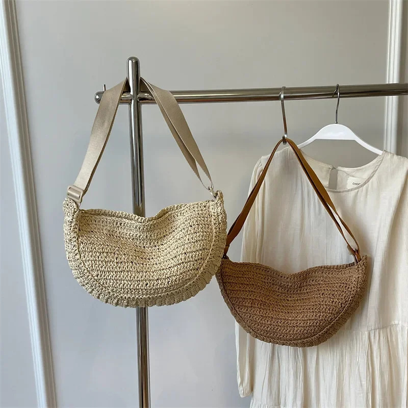 Forest Lazy Style Crossbody Bag Bohemian Handmade Grass Woven Bag Leisure Vacation Beach Womens Woven Dumpling Handbag 250701
