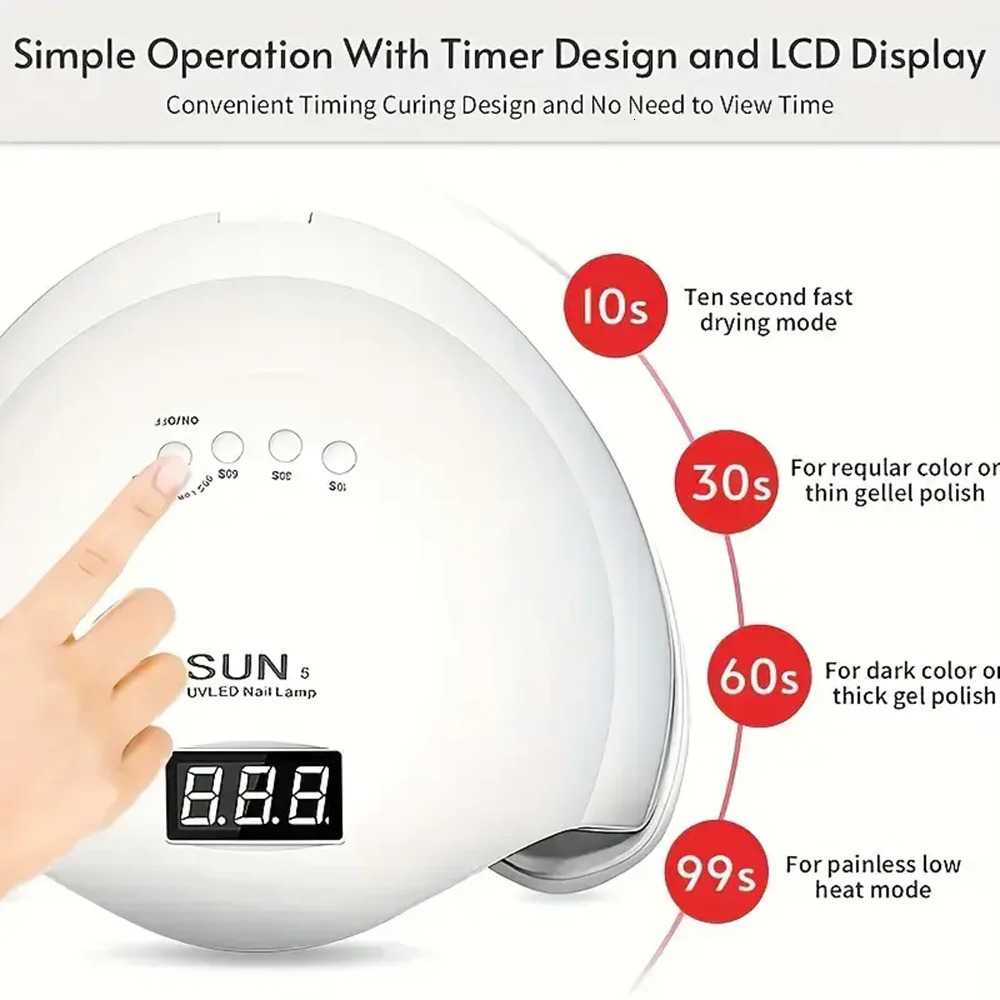 LINMANDA SUN5 Nail UV LED Lamp Nails Dryer Gel Nail Polish With 4 Timers Automatic Sensor LCD Display Professional Nail Lamp 250627