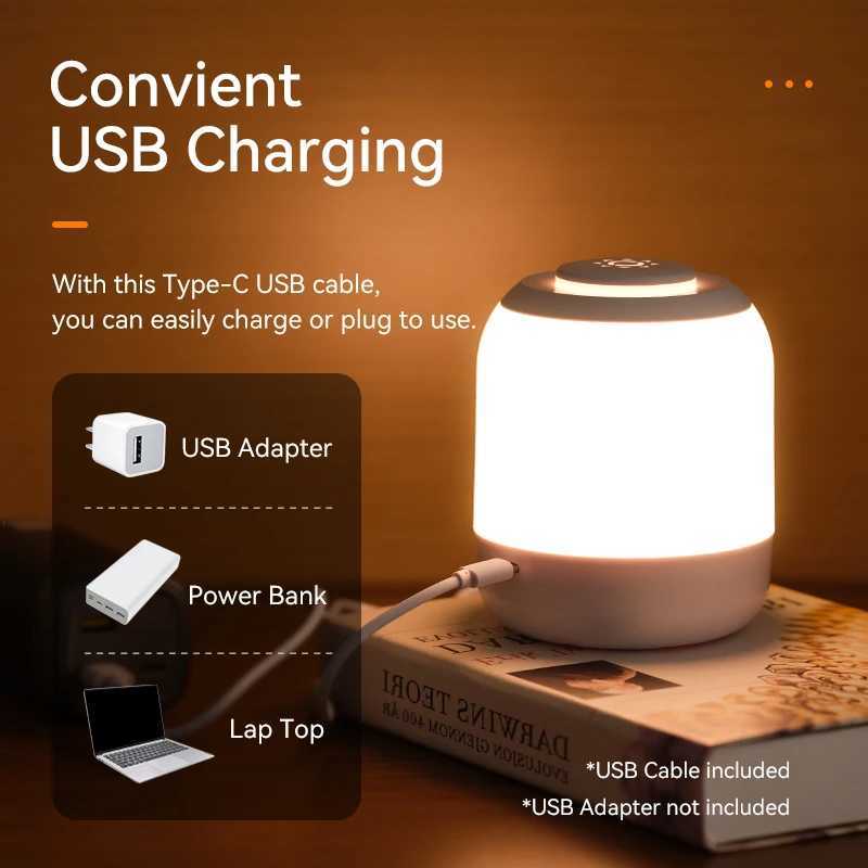 7 Touch Lamp Night Lights USB LED Table Lamp Bedside Lamp Bedroom Lamp with Touch Sensor Portable Read Book Lights for Kids Gifts XJ250703