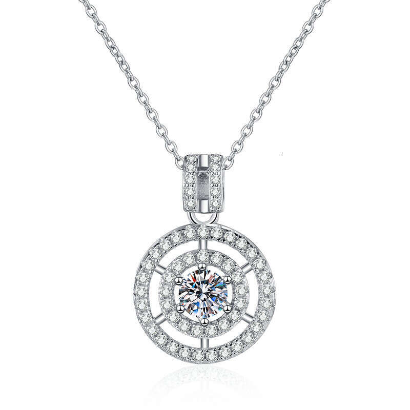 High-End S925tyle with Pendant, S925 Pure S925ier Necklace, Clavicle Chain, D Color MoiS925S925anite Necklace for Women 0ed
