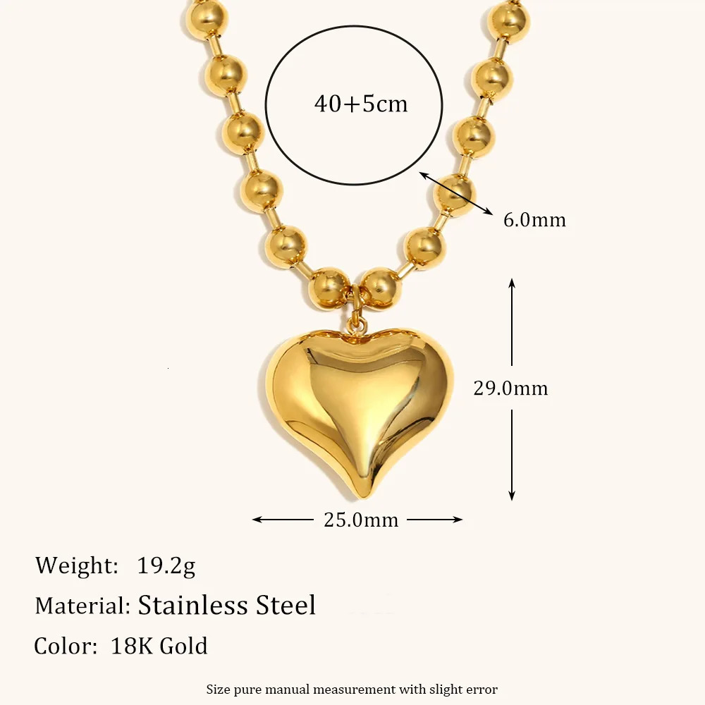 Miranda Minimalist Heart Pendant Chain Necklace for Women Stainless Steel Stylish Choker 18 K Jewelry Waterproof Party Gift 250701