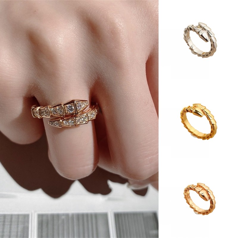 Popular rings designer for women simple wedding ring snake shape drill plated gold silver designer rings for women commemoration day gift zh362