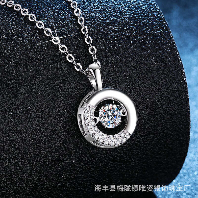 Hot S925ale S925 S925terling S925ier Donut Beating Heart S925mart Pendant MoiS925S925anite Necklace for Women 91f