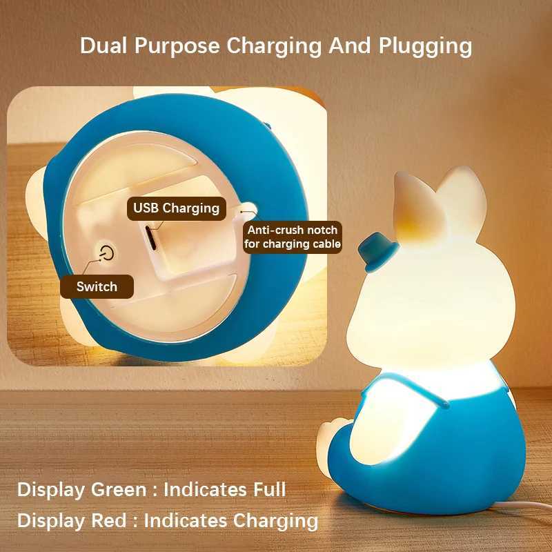 5 Color Changing LED Silicone Rabbit Night Light with Battery for Cute Kids Nursery Children Baby Camping Home Decor XJ250703