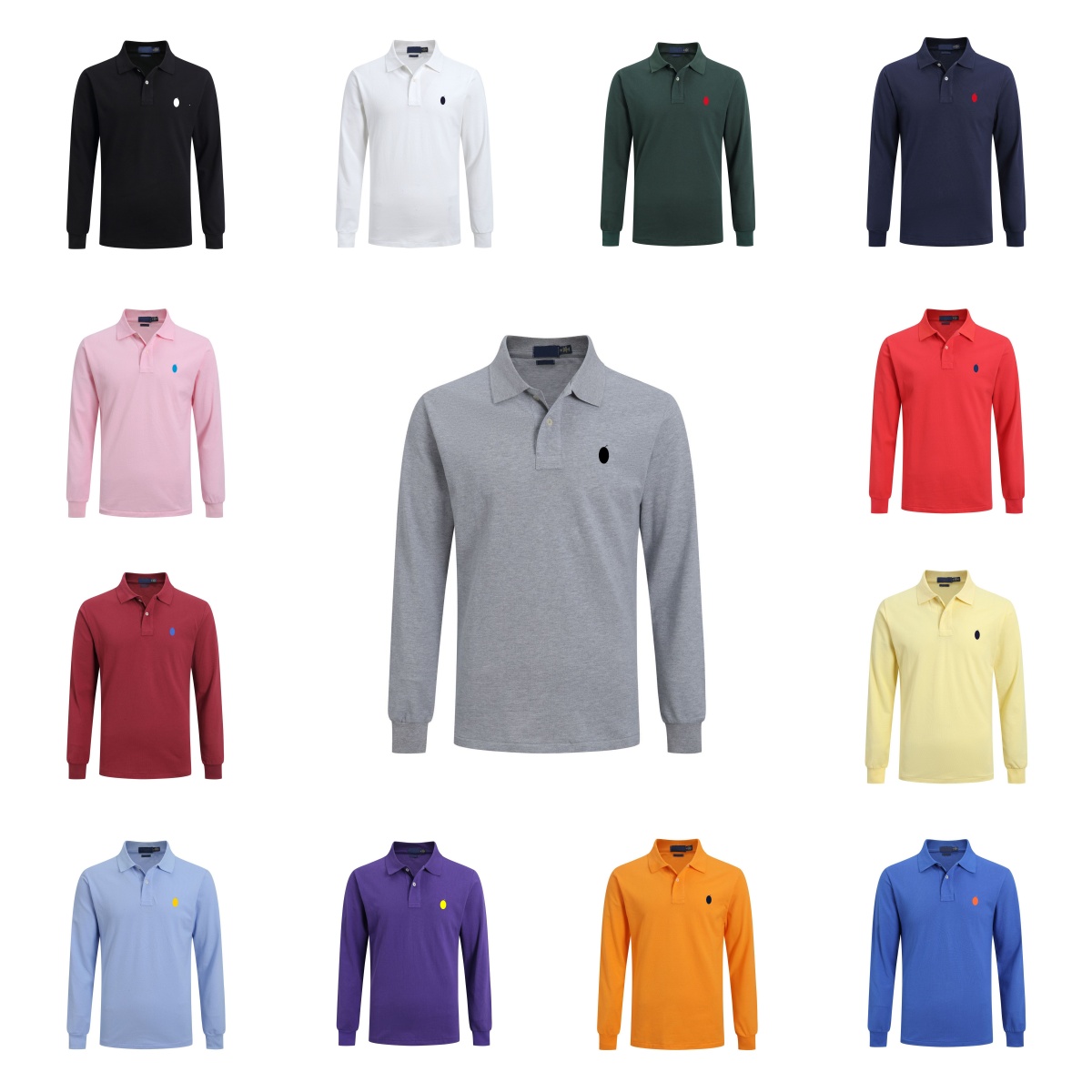 Men's Luxury Brand Long Sleeve POLO Shirt Lapel Animal logo Design Embroidered Pure Cotton Fashion Business Casual Loose T-shirt