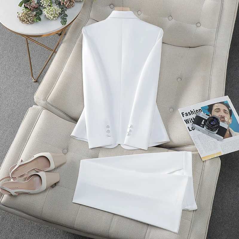 ZJYT Fashion Spring Ladies Pant Suit Women Office Business Formal One Button Blazer Trousers Set Two Piece Outfit Plus Size X250704