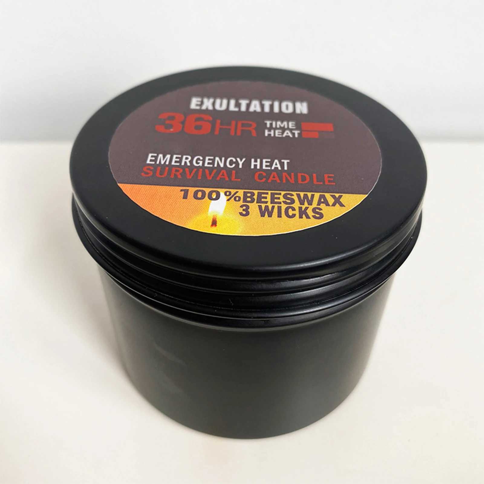 36 Hour Survival Candle 3- Environmentally Friendly Odorless Candle with Lid Home Spare for Emergency W250704
