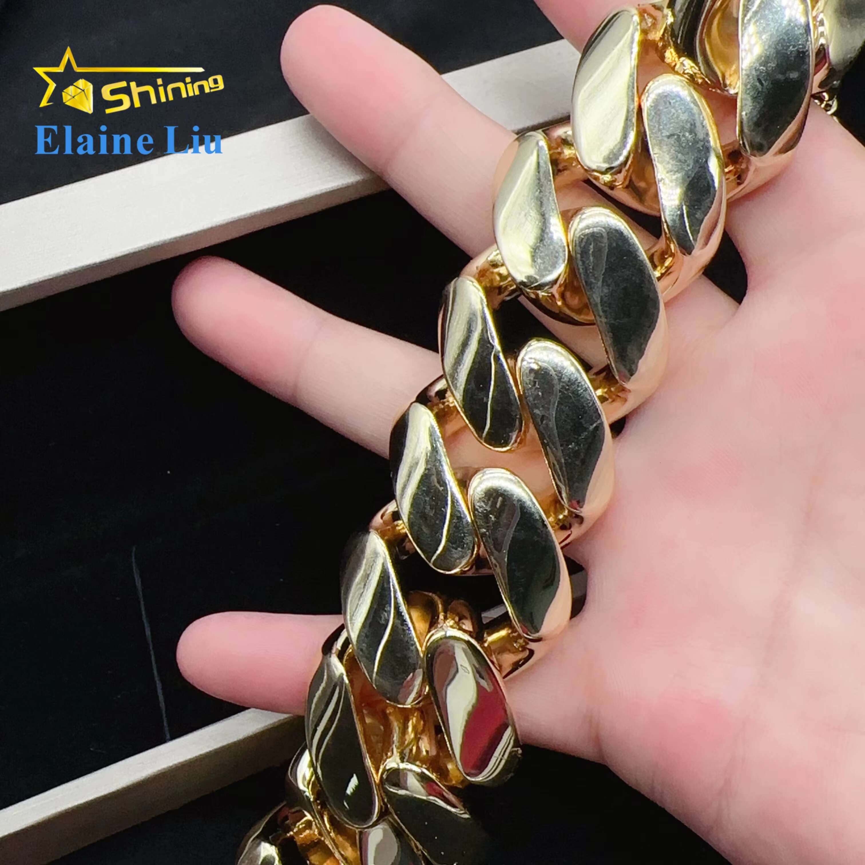 22MM Width Big Cuban Bracelet Hip Hop Jewelry Brass Real Gold Plated Cuban Link Chain Men Bracelet