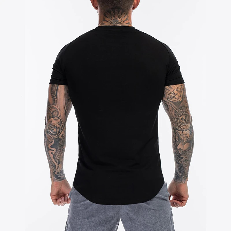 Plain Clothing Fashion T Shirt Men Cotton Breathable Fitness Mens Short Sleeve T-shirt Gym Tshirt Summer Tight Tee Shirt Homme 250704