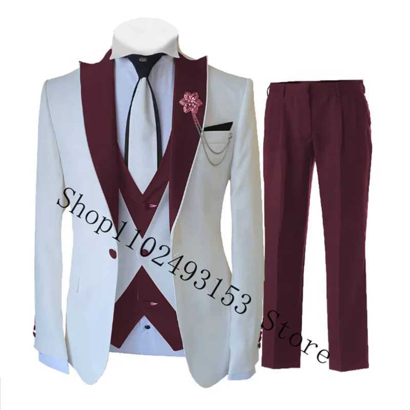 Blue Men Suit Slim Fit Business Formal Tuxedo For Wedding Groomsmen Blazer 3 Pieces Suits Jacket Vest Pants CoStume Homme X250704