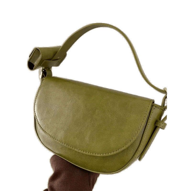 Korean INS Niche for Women 2025 New Oil Wax Leather Saddle Versatile Shoulder Crossbody Bag