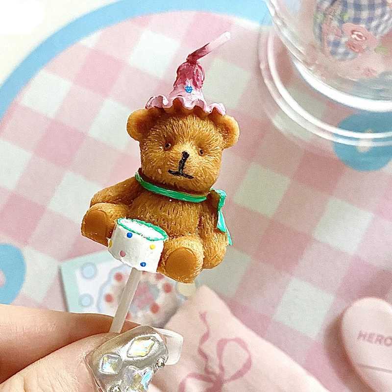 Bear Birthday Hat Candles Bear Cake Cupcake Topper Candle Baby Shower Cake Decoration Wedding Party Supplies W250704