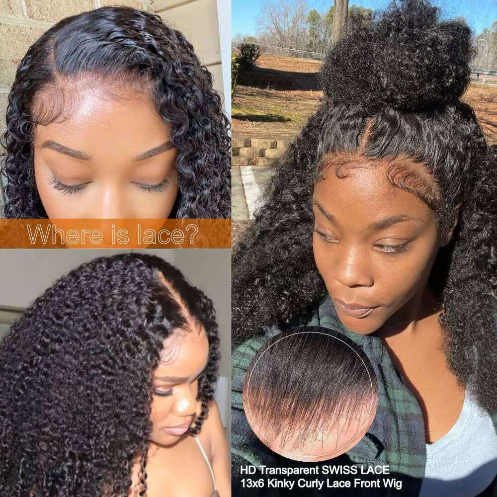 Curly 13x4 Lace Front Wigs PrePlucked Kinky curly Human Hair Wig For Black Women