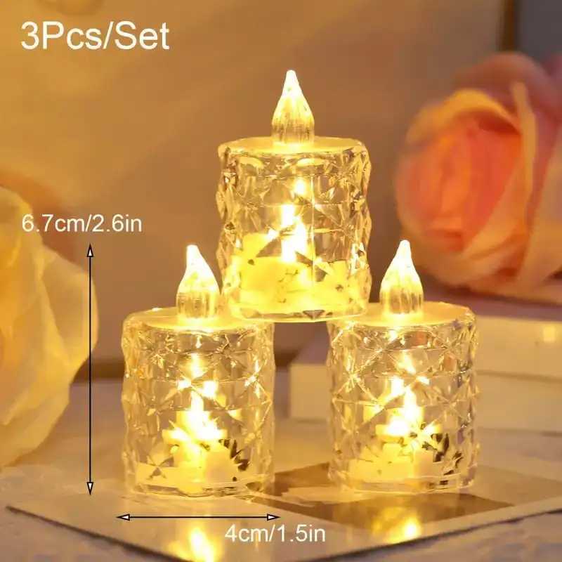Crystal Flameless Candle Light Flameless LED Crystal Candle Light Clear Shell Crystal Candle Light Ornament W250704