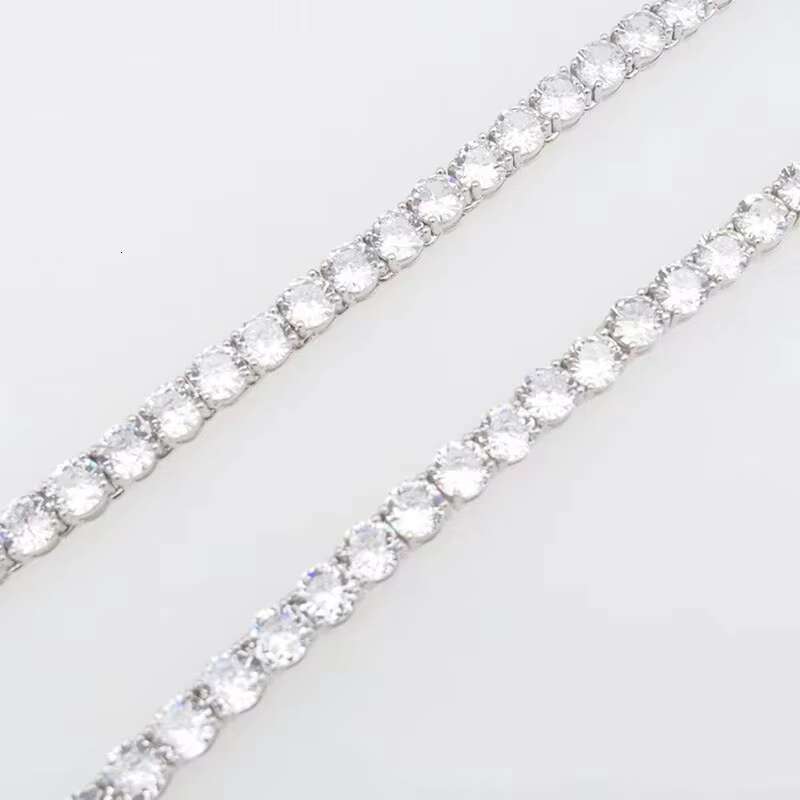 Men Gorgeous Women Silver Tennis Chain Ice Moissanite Diamonds Hip Hop Choker Chain Necklace Bling Jewelry for Men