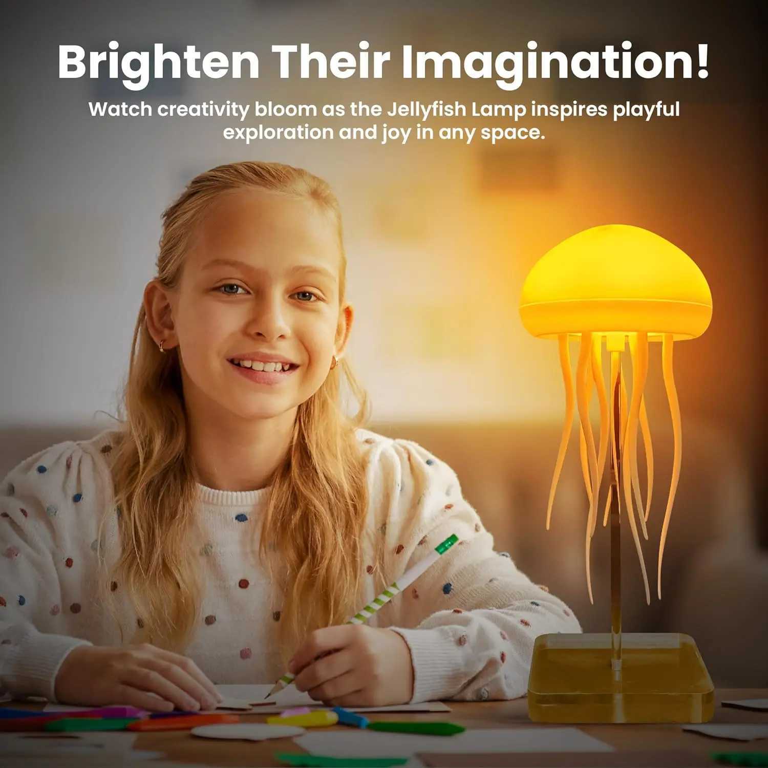 Modern Jellyfish Table Lamp USB Rechargeable Adjustable RGB Color Changing Jellyfish LED Night Light with Base Room DecorXJ250703