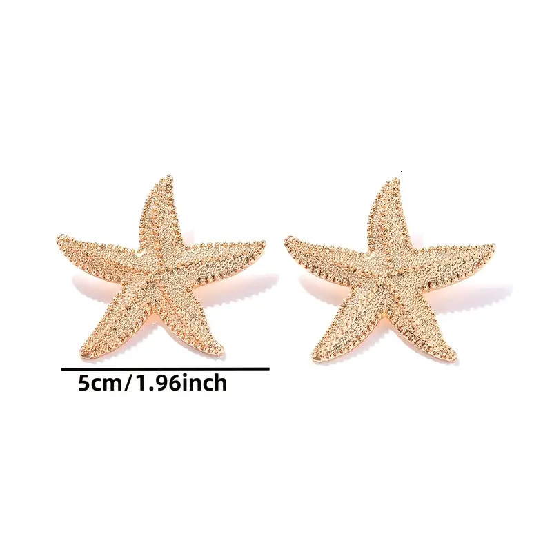 INS Style Summer Fresh Ocean Shell Gold Stainless Steel Starfish Earrings Jewelry