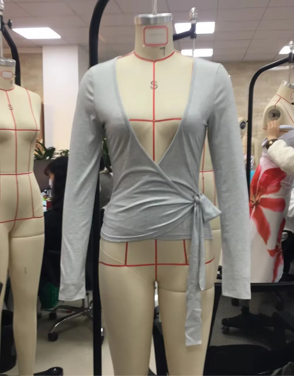 Women Yoga Wrap Tie Tops Y2k Solid Long Sleeve Slim Fit Crop Ballet Workout TShirts Coquette Sweet Chic Tops 250703