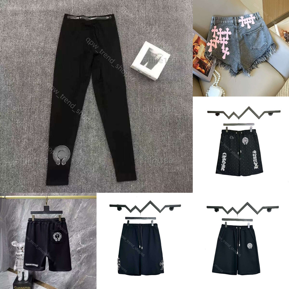 chrome heartshoodie designer women men leggings jeans fiess sports casual pants blue black cross print loose fit high quality shorts crome hearts chromehearts O6FE