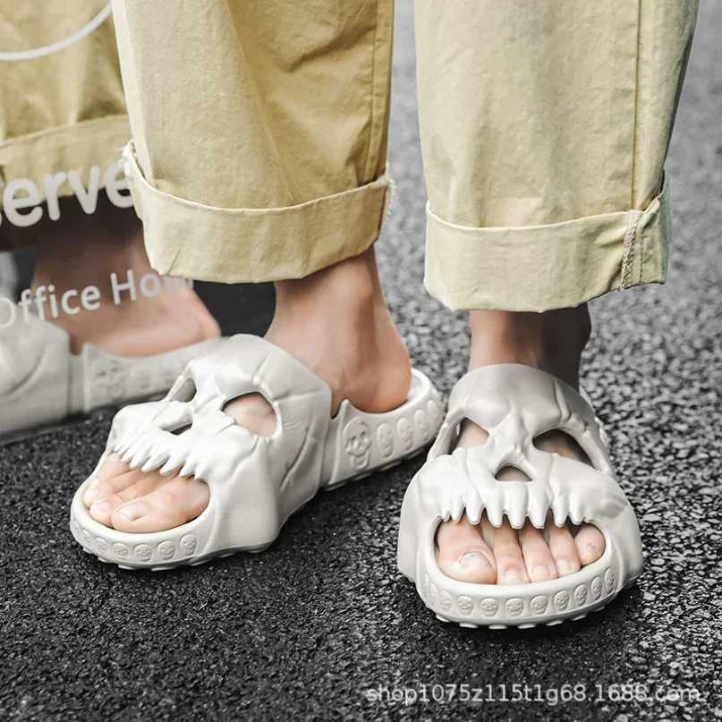 2K House Slippers Women Cloud Summer Soft Sandals Skull Flip Flops Men Male Demon Thick Flat Platform Non-Slip Home Slides Men W250704