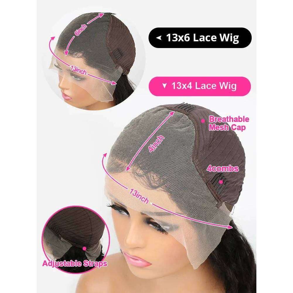 13x6 HD Transparent Bone Straight 30 40 Inches Lace Front 100% Human Hair Brazilian Frontal Wigs For Women
