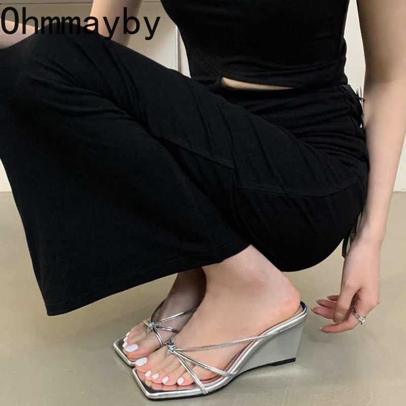 Summer Leopard Womens Fashion Wedges Heel Slippers Elegant Dress Slides Design Style Banquet Party Sandals Shoes W250704