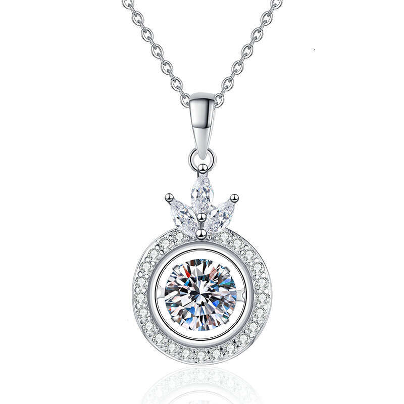 S925 Pure S925ier for Women Crown Dynamic Pendant 1 caratS925 MoiS925S925anite Necklace f85