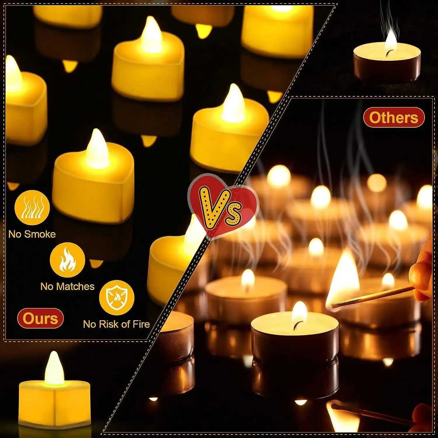 24pcs Heart Shape LED Flameless Tealight Candles Decorations For Romantic Night Valentines Day Wedding Anniversary Or Table D W250704