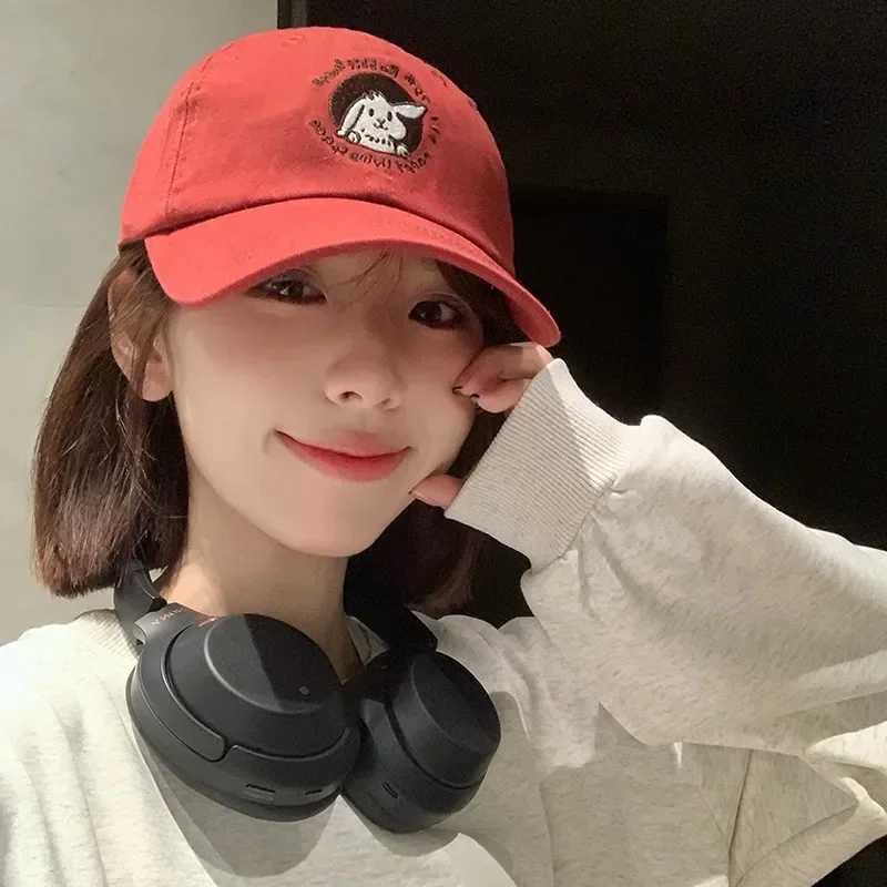 Spring Summer Solid Color Baseball Cap For Wen Soft Top Sun Visor Hat Cartoon Rabbit Korean Girl Sunshade Peaked Caps X250704