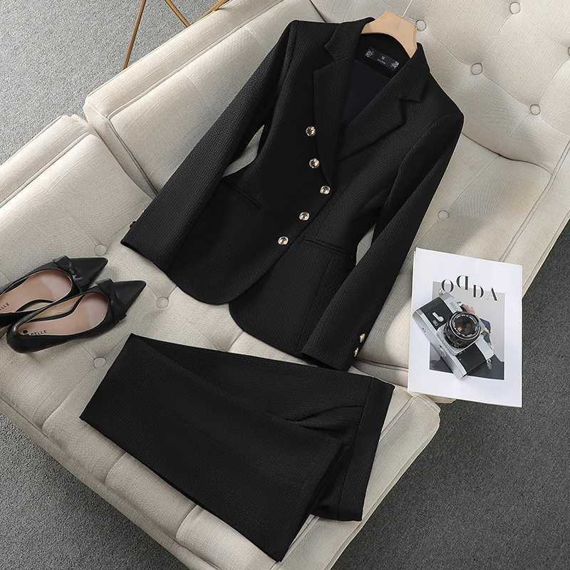 ZJYT Business Chic Womens Single Breasted Blazer Suits Pant Sets 2 Piece Formal Office Lady Outfit Plus Size Jacket Trousers X250704