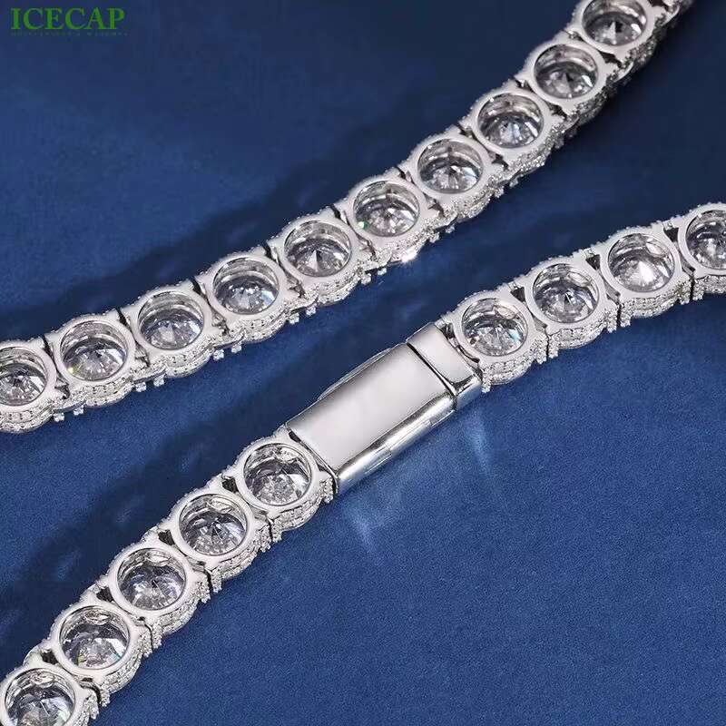 8mm Custom Clasp Necklace 925 Sterling Silver VVS Moissanite Diamond Tennis Chain D Color Moissanite Necklace Jewelry for Men