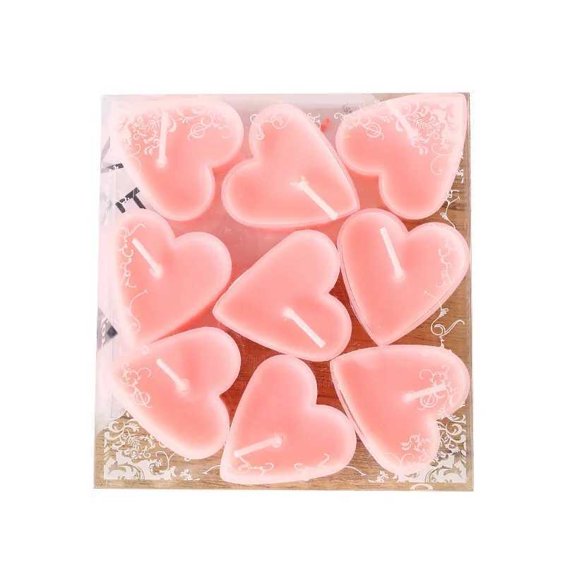 9Pcs Wedding Heart-Shaped Romantic Confession Candle Net Red Birthday Proposal Scene Layout Love Smoke-Free Candle W250704