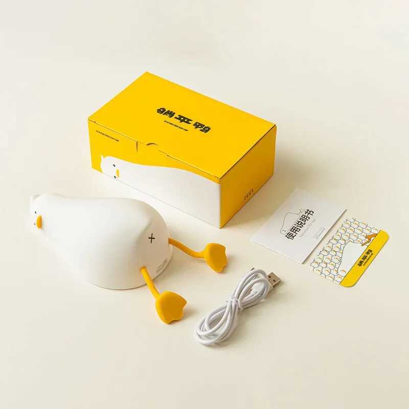 Lying Flat Duck Night Light Silicone Cute Light Up Yellow Duck 3-Level Bedside Desk Touch Night Lamp Baby Kids Room Kawaii DecorXJ250703