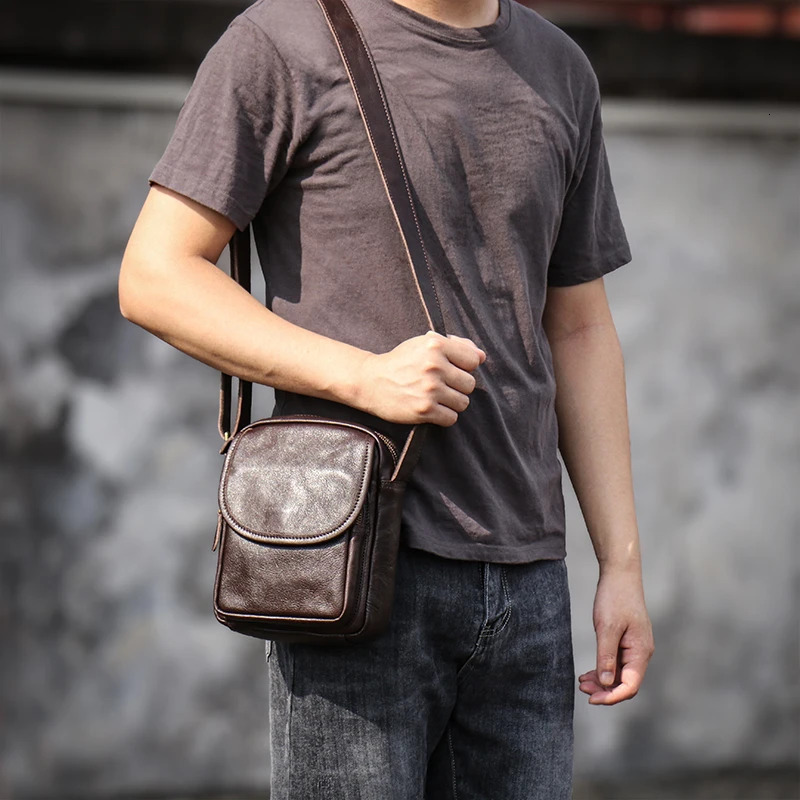 GURO High Quality Head Layer Cowhide Shoulder Bag Mens Genuine Leather Small Crossbody Mans Satchel Daily Mobile Pouch 250628