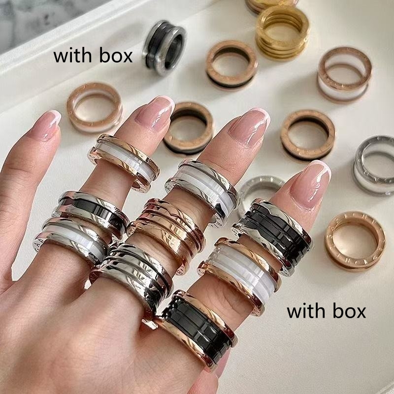 Luxury Designer Ring Black Ceramic Ring Plated with 18K Rose Gold, Non Fading, Men's High End, Couple's Pair, Men's and Women's Same Style - BAO