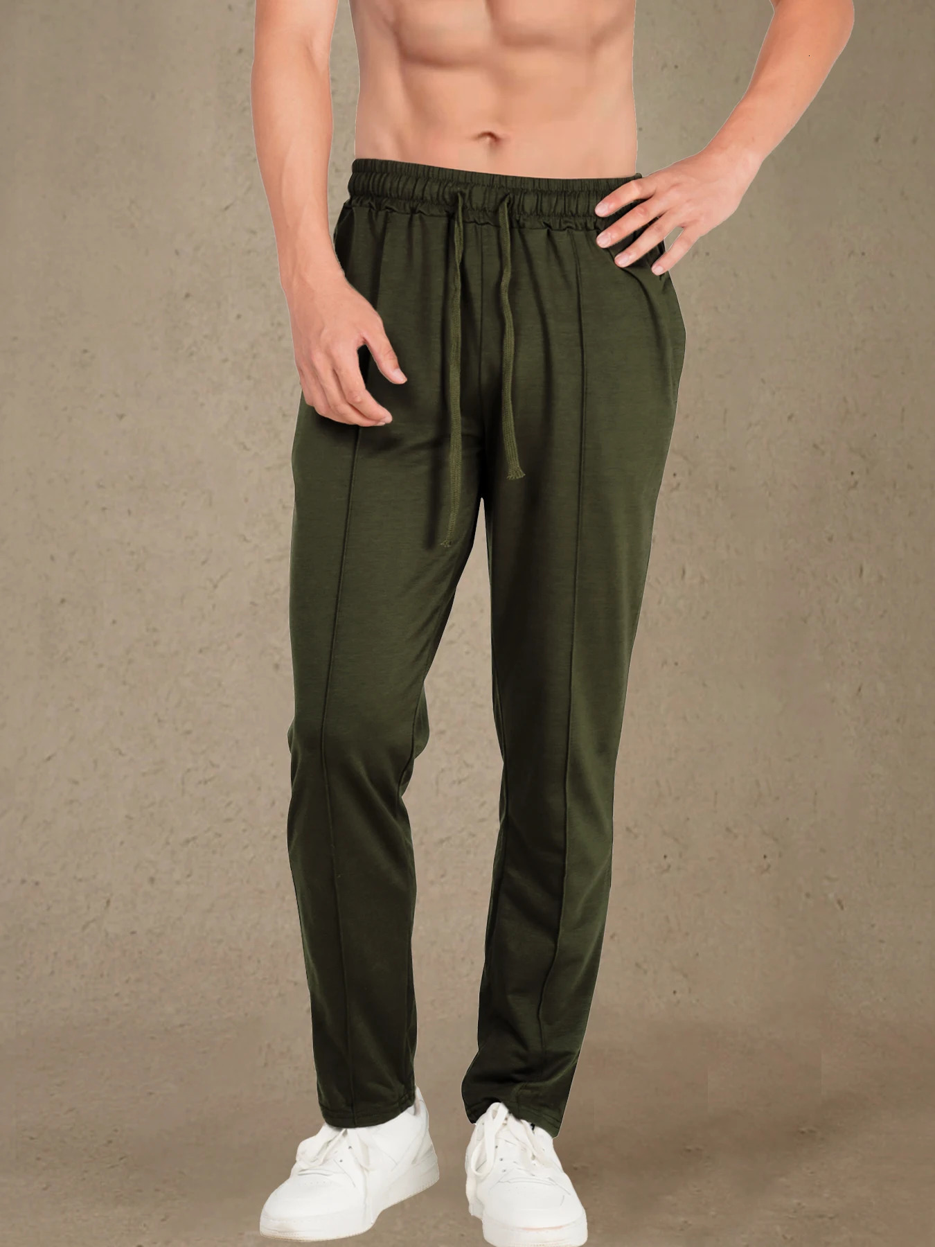 Mens casual pants mens autumn breathable solid color sports pants fitness streetwear 250704