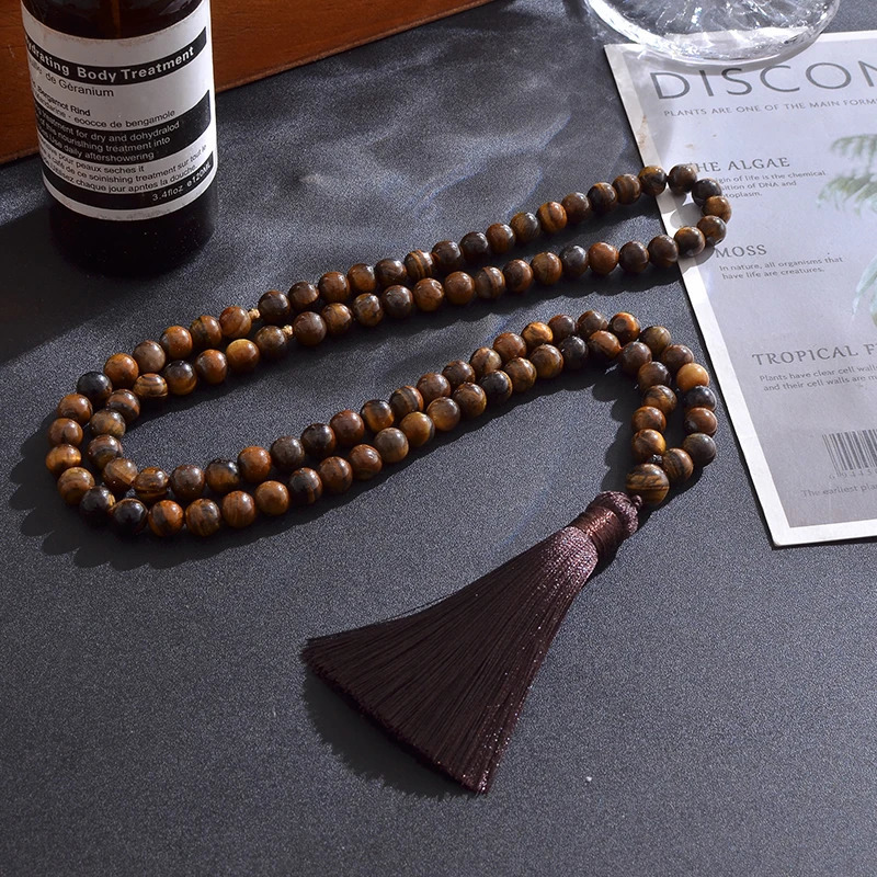 8mm Matte iteYellow Tiger EyeBlack Onyx Islamic Muslim Tasbih 99 Bead Bracelet Men and Women Blessing Rosary Jewelry 250628