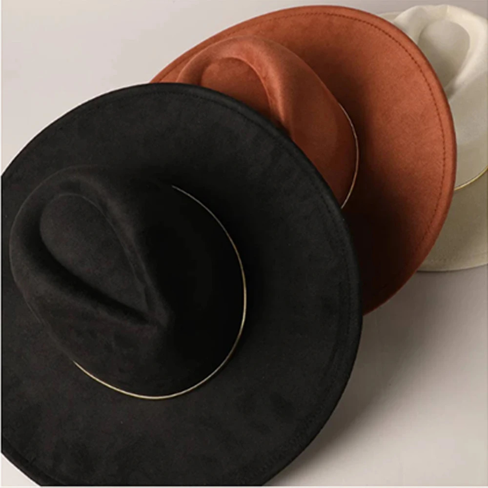 Colorful Suede 9.5cm Wide brimmed Womens Hat Mens Church Jazz Hat Fedoras Cowboy Hat Panama Hat 250701