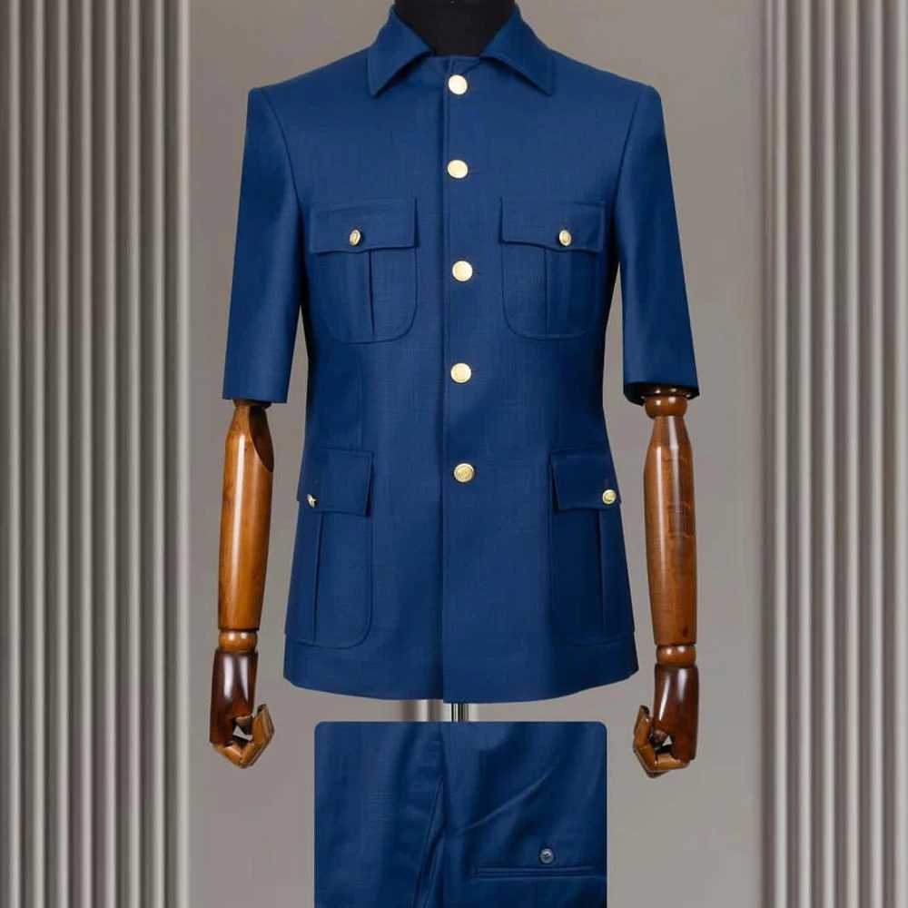 New Arrival 2 Piece Lapel Short Sleeves with 4 Real Pockets Single Breasted Slim Fit Summer Suits For WedddingBlazer+Pants X250704