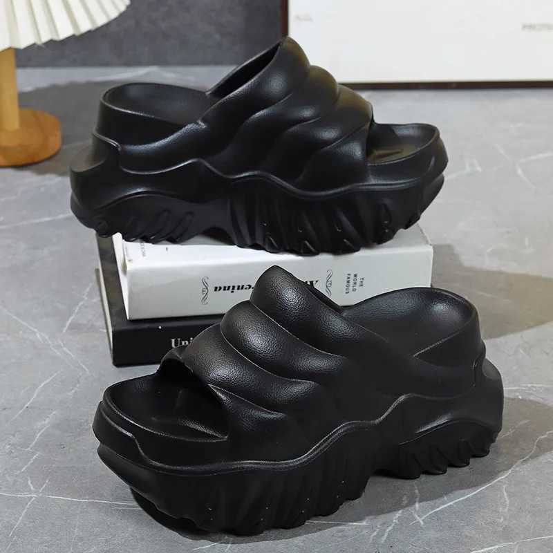 7cm Thick Bottom Slippers for Women Summer Garden Mules Clogs White Chunky Platform Shoes 10 cm High Heel Beach Slides W250704
