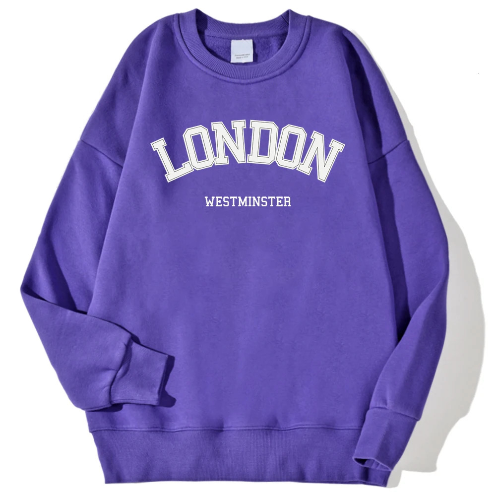 London Westminster Street Letter Prints Sweatshirts For Men Autumn Casual Hoodies ONeck Soft Pullovers Trend Clothing 250704