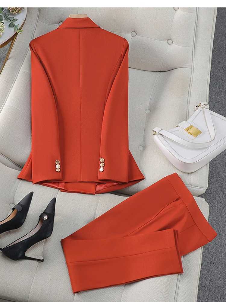 ZJYT Elegant Womens Double Breasted Blazer Pants Set Spring Autumn Fashion Office Work Outfit Lady Matching Set Trousers Jacket X250704
