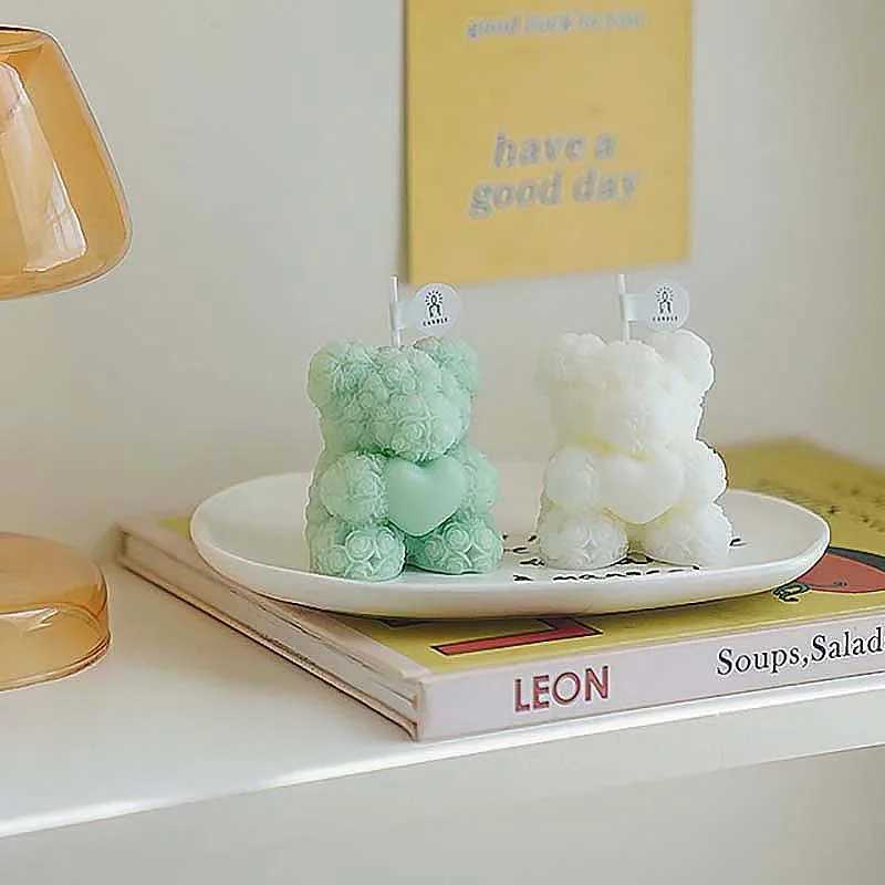 Personalized Candles Gift Guests Aromatic Candles Romantic Rose Bear Candle for Candlelight Dinner W250704