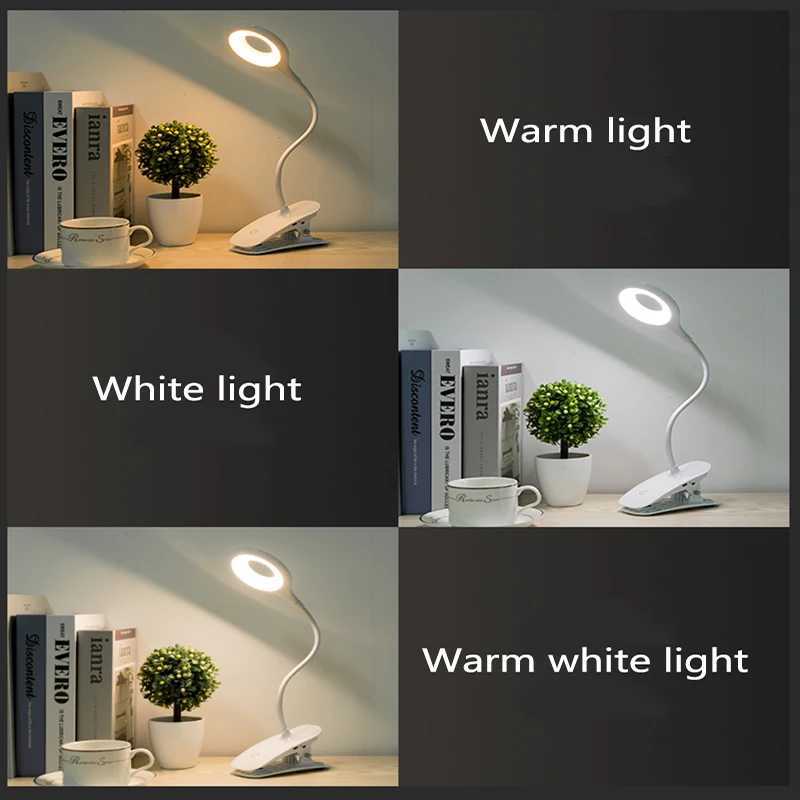 Circular Clip Small Table Lamp Rechargeable Bedside Lamp 3 Modes Dimmable Reading Night Light LED Desk LampXJ250703