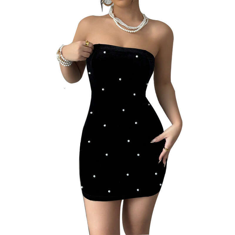 Summer Sexy Elegant Style European and American Bodycon Sleeveless Off-Shoulder Slim Short Dress 2025 New Casual Versatile Fashion Apparel