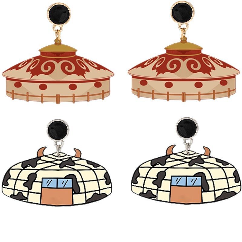 Fashion 2 Styles Mongolian Yurt Creative Earrings Personality Cool Trend